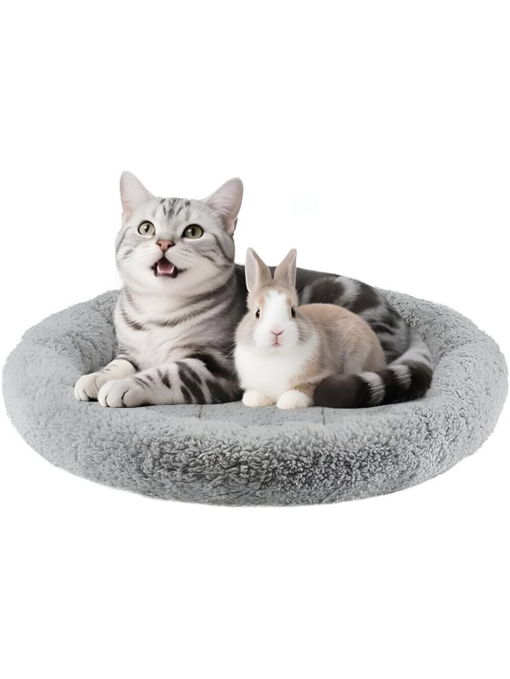 Round Cat Washable Cat Donut Bed with Non-Slip Bottom Comfortable Soft Pet Bed